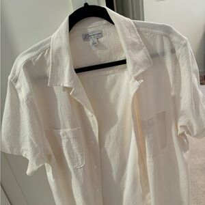 White J Crew Seersucker Short Sleeve Shirt
